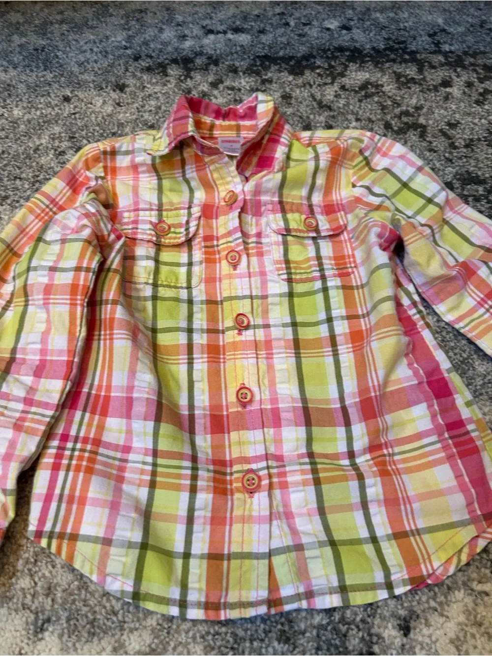Kids Plaid Button-Up Shirt - Pink & Green size 6